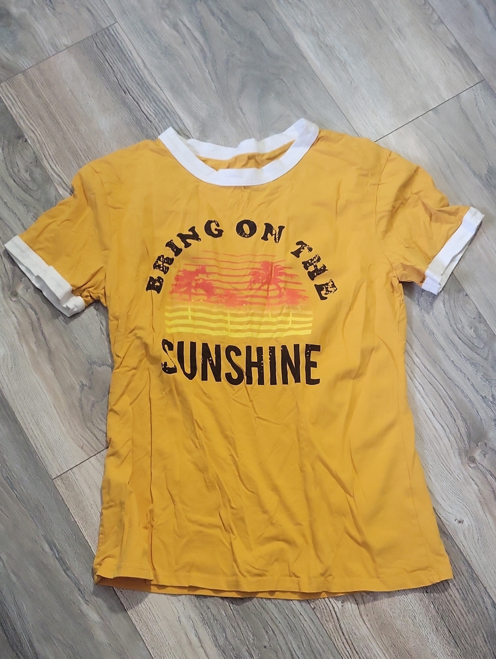 Sunshine Graphic Ringer Tee - Yellow Small